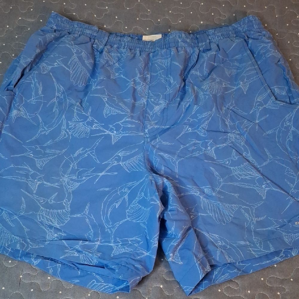 Columbia Blue Patterned Swim Trunks size mediium